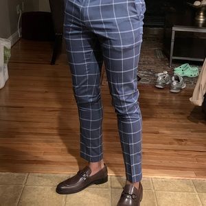 ASOS Skinny Dress Pants in Blue Cross Check